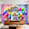 2D Flat - 2D Flat - A Large Tapestry Featuring a Birthday Cake, Balloons, Gifts, And Rainbow Colors, Perfect for Festive Wall Decoration. Ideal for Be