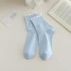 Black Ear-trimmed Socks for Women's Spring and Autumn: Simple and Versatile Boneless Mid-calf Socks, Sweet Polka Dot Socks with A School Style