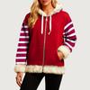 Women's Comfortable Loose Fashion Casual Striped Print Long Sleeve Pockets Hooded Sweatshirt Jacket