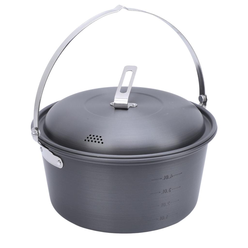 Outdoor Picnic Pot 5L Large Capacity Portable Camping Cookware Kit for Barbecue Cooking Boiling