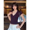 American Slim Fit and Thin Sexy Pure Desire V-neck Spice Girl Short Sleeve Fashion Versatile Casual T-shirt Women's Top