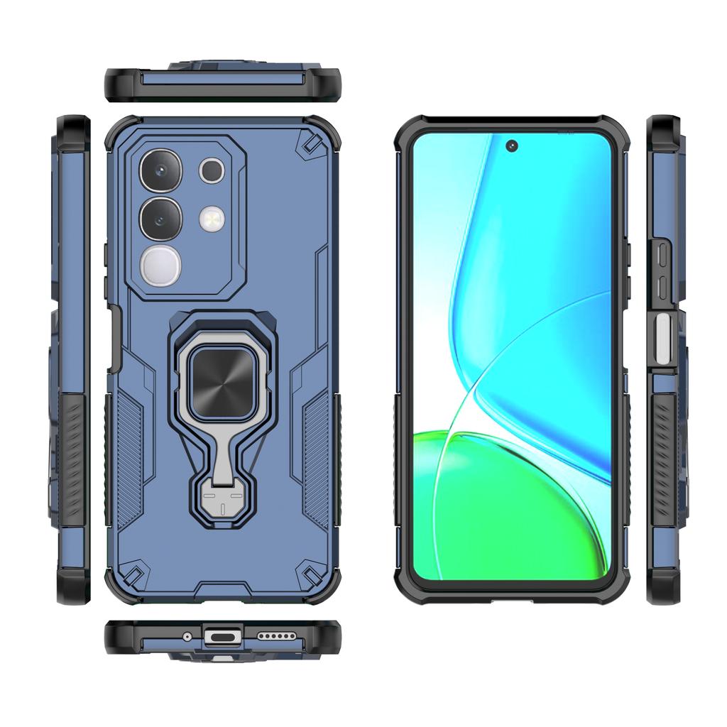 For vivo Y29 4G/T4x 5G Case Rotatable Ring Kickstand PC + TPU Shockproof Phone Cover