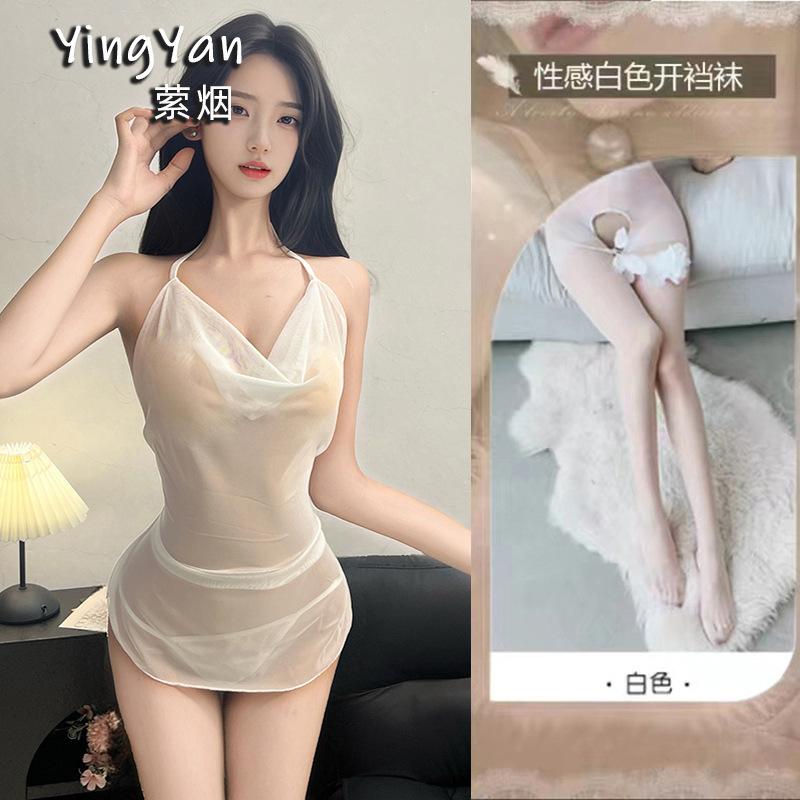 Sex underwear new high-end pajamas sexy pure wind ice silk mesh nightdress hot perspective suspender uniform