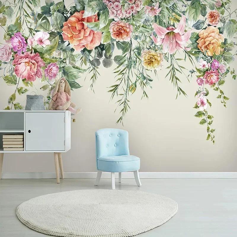 3d Photo Wallpaper Fashion Vintage Hand-Painted Flowers Murals Living Room Bedroom Pastoral Style Home Decor Wall Papers