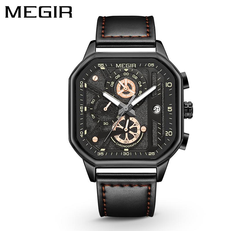Megir Men's Squre Business Work Analogue Quartz Chronograph