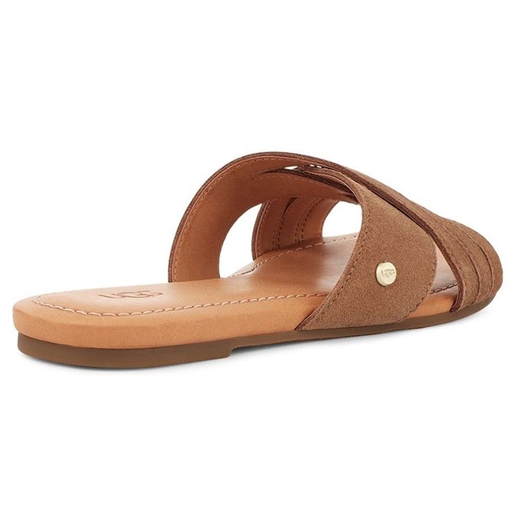 UGG Kenleigh Slide Two-Layer Cowhide Lightweight Comfortable Fashion Slippers Women Slippers Chestnut 1142710-CHE