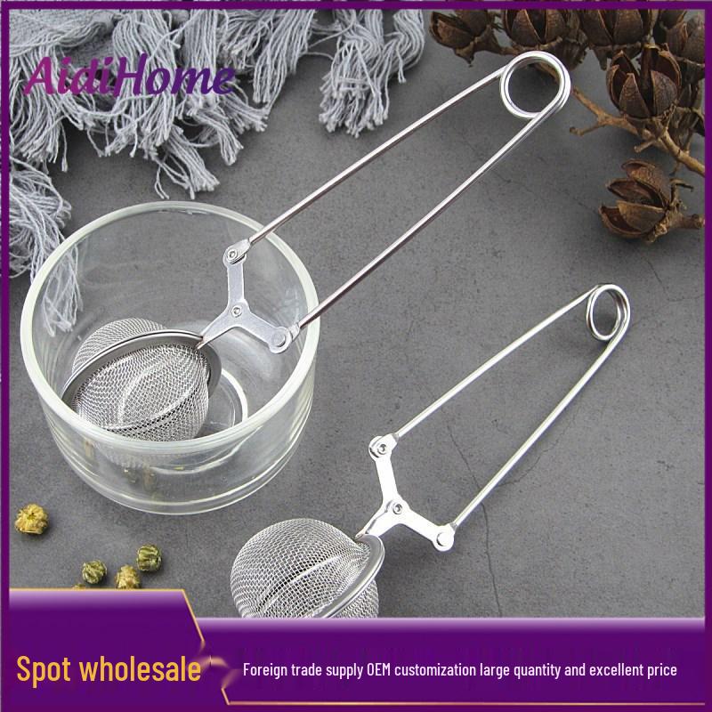 

Чайное ситечко-шарик из нержавеющей стали 304 с круглой ручкой, заварник для чая и клипса.