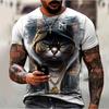 Cat Printed 3D  T-shirts for Men Oversized Short Sleeve Japanese Style Graphic Men's Clothing Fashion Pullover T Shirts Men