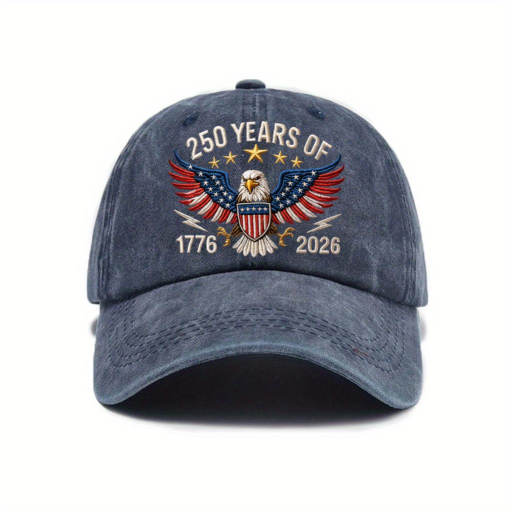 Independence Day Print Curved Along Soft Top Vintage Washed Outdoor Baseball Hat