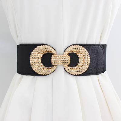 Elastic Belt Women'S 8-Shaped Buckle Wide Waist Seal Dress Decorative Waist Elastic Belt