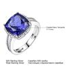 925 Sterling Silver Rings Princess Cut Created Nano Tanzanite Blue Square Gemstone Party Wedding Fine Jewelry Christmas Gift