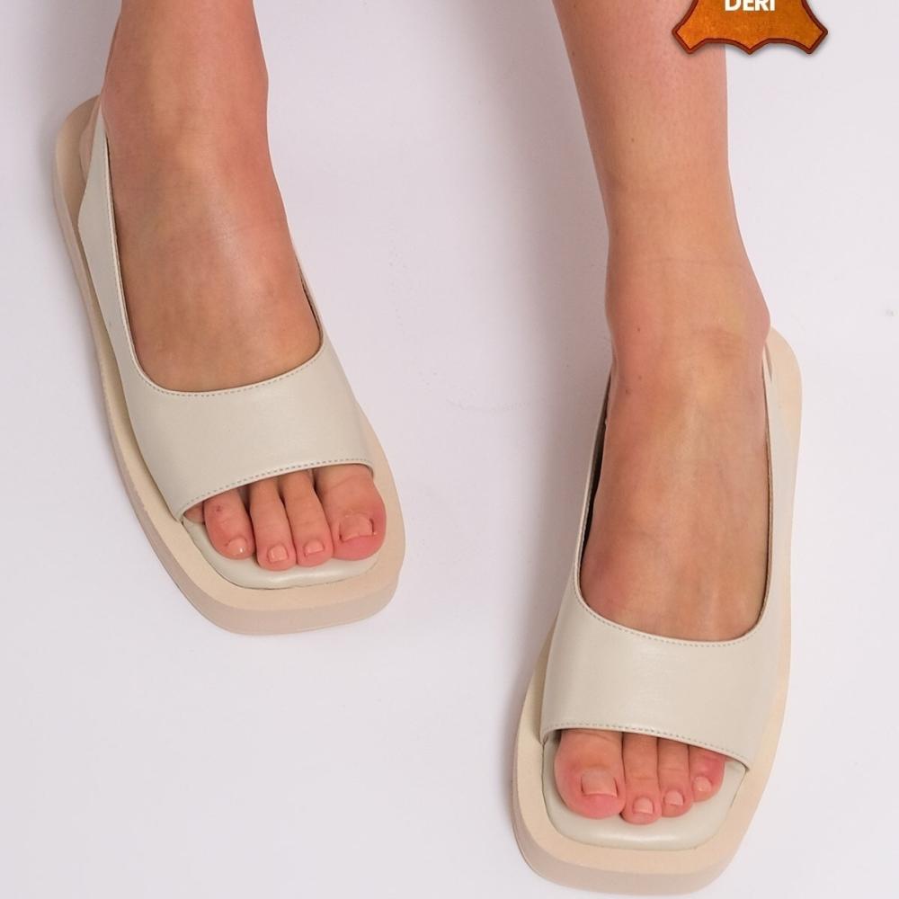 

Женские модные бежевые сандалии на толстой подошве из натуральной кожи 38 бежевый