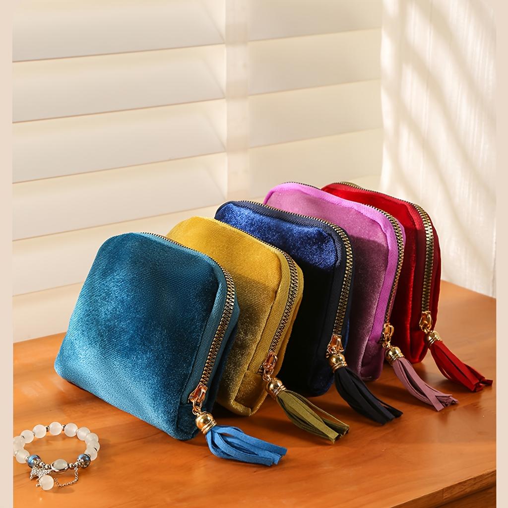 Tassel Pendant Jewelry Zipper Bag Large Capacity Travel Storage Pouch for Ring Bracelet Jewelry Organizer