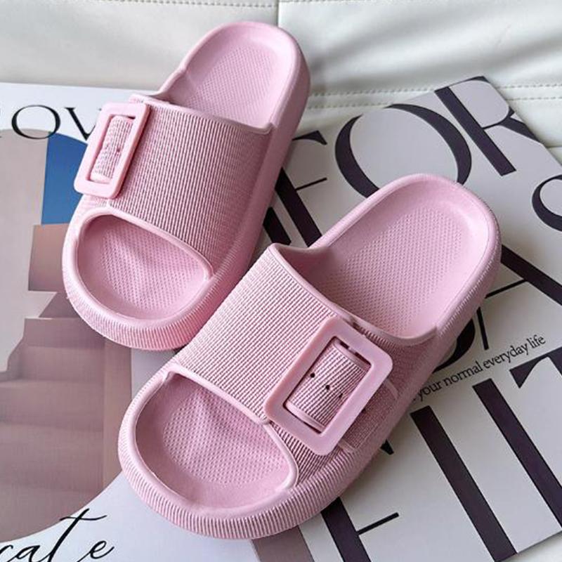 

Fashion Kidmi Women s Summer Home Slippers New Thick-soled Single-Buckle Slippers Comfortable Bathroom Sole Couple Slippers EVA Slippers 35-36