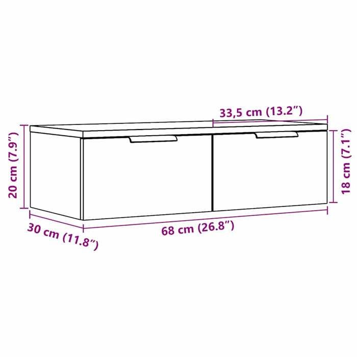 VidaXL Wall Cabinet Artisan Oak 68x30x20 Cm Engineered Wood, Hanging Cabinet, Wall Shelf, Floating Shelf, 856984