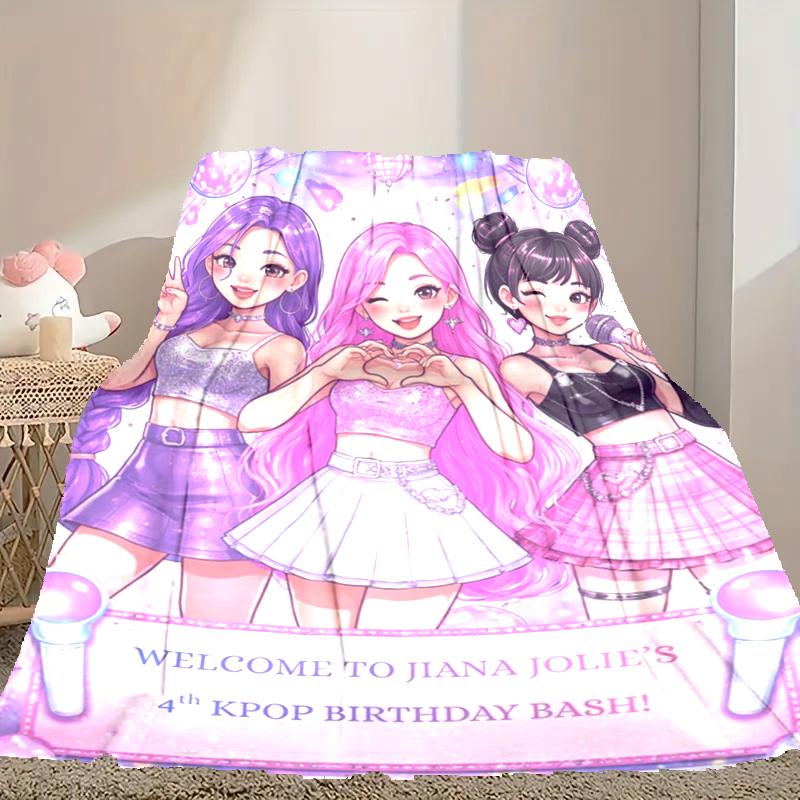 [1pc Kpop Demon Hunters Blanket] All-Season Blanket - Cozy Blanket for Sofa Couch Home Decoration, Digital Printed Nap Blanket