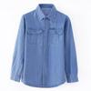 Men's Minimalist Long Sleeve Cotton Denim Shirt - Sun Protection, Loose Fit, Plus Size, Spring/Summer/Autumn Workwear