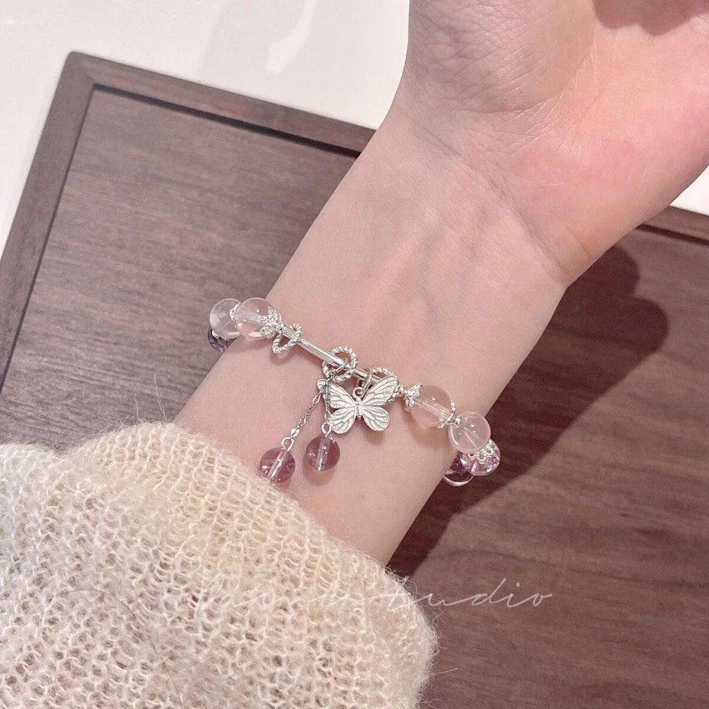 Niche Design Star Chain Tassel Bracelet for Women Fantasy Butterfly Crystal Beads Elastic Rope Bracelet Best Friend Jewelry Gift
