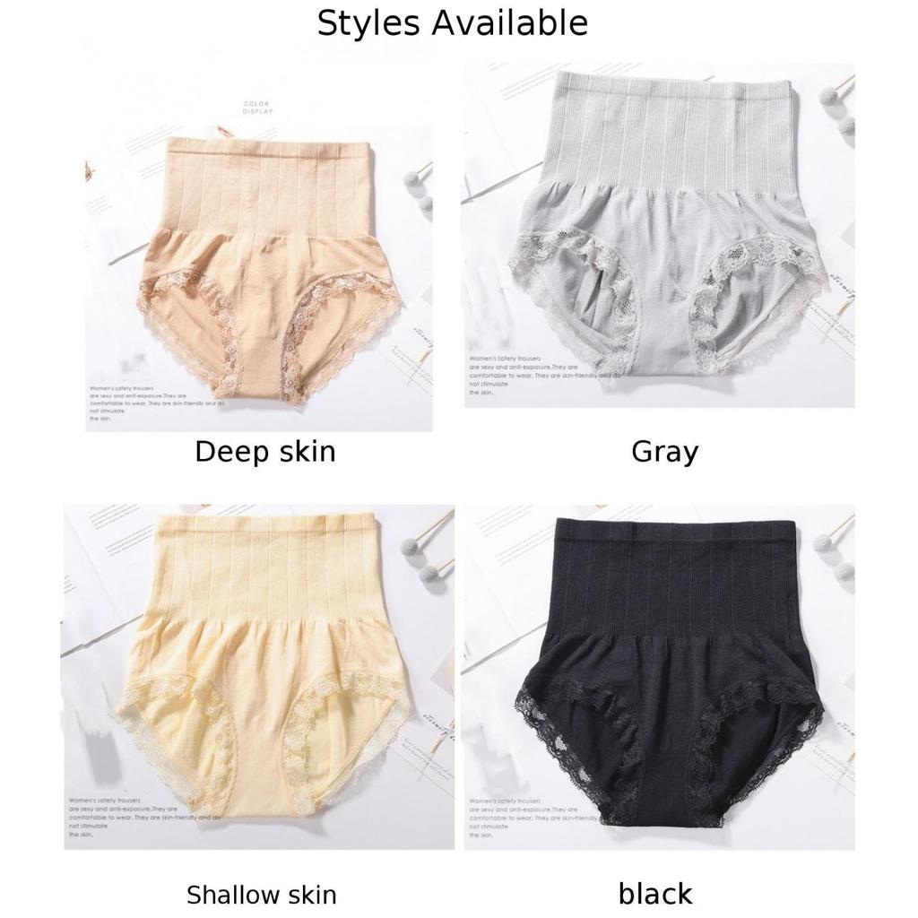 High-waisted Briefs Lace Trim Briefs Tummy Control Underwear