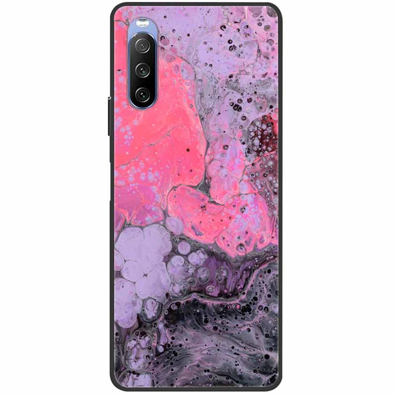 Soft Cover For Sony Xperia 10 III Case 5 III Soft Silicone Black Cases for Sony Xperia 1 III / Xperia1 XZ4 Covers Cool Marble