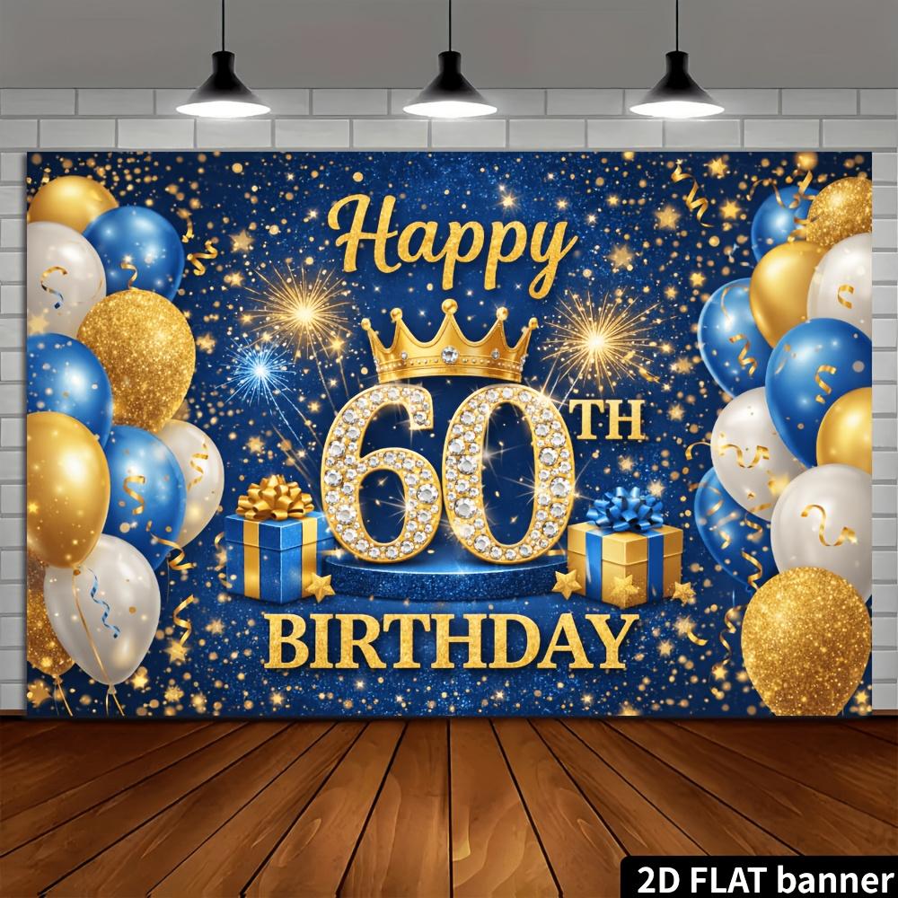 2D plane 60th birthday party banner background fabric, suitable for indoor and outdoor 60th birthday celebrations