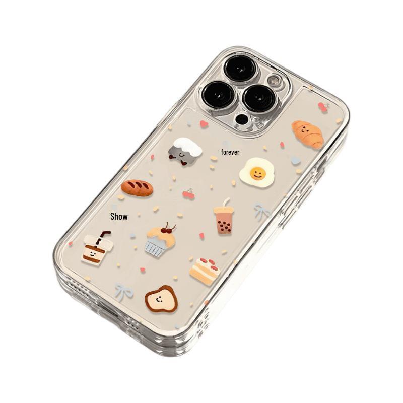 Transparent Dessert Coffee Phone Case for Apple iPhone 13/14/15 Pro Max, 7/8 Plus, XS with Precise Cutouts