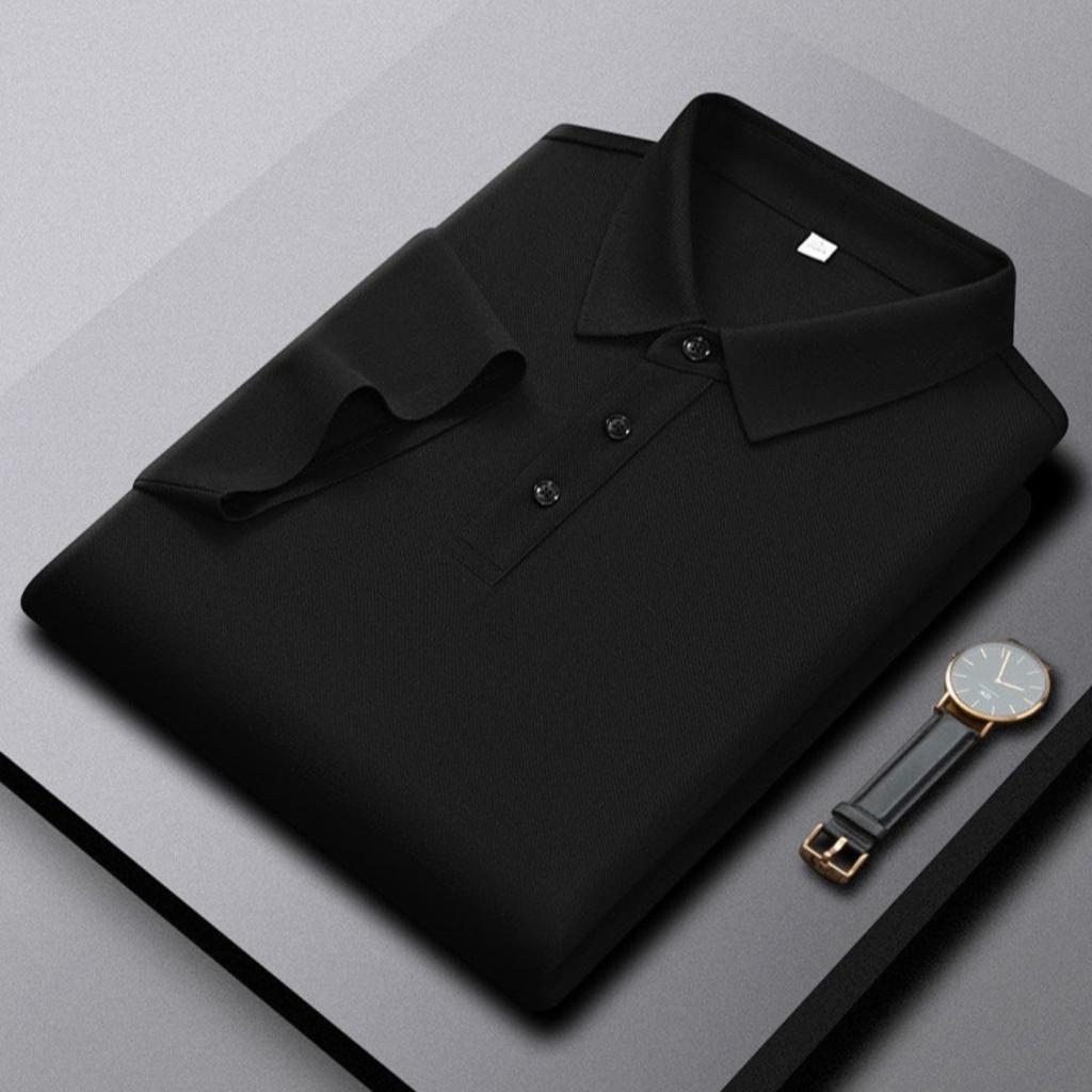 STORN Men's Short Sleeve Solid Color Polo Shirt Liquid Ammonia Silk-Cotton Polo Shirts Casual Business Style