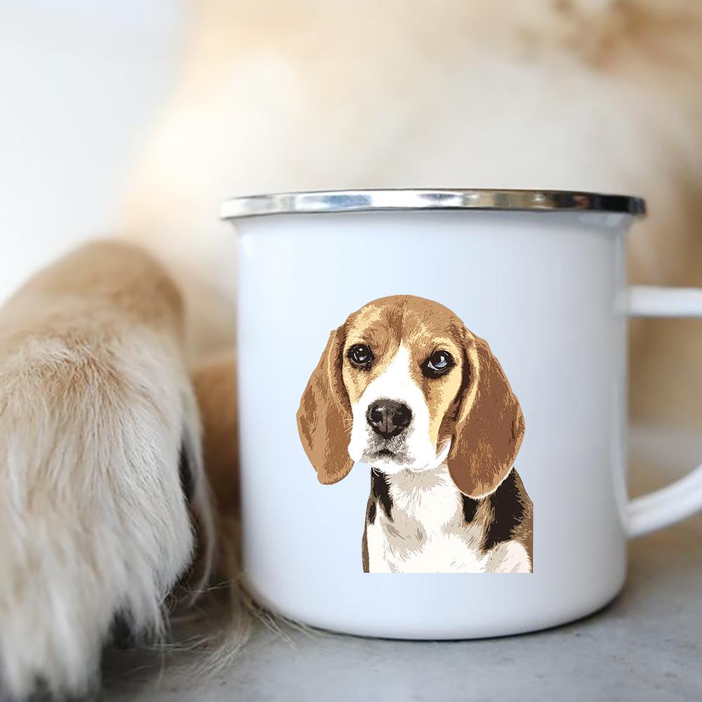 Original Mugs Coffee Cups to Sublimate Cute Dog Printed Enamel Coffee Tea Mugs Office Home Party Beer Drink Cola Cups Travel Cup