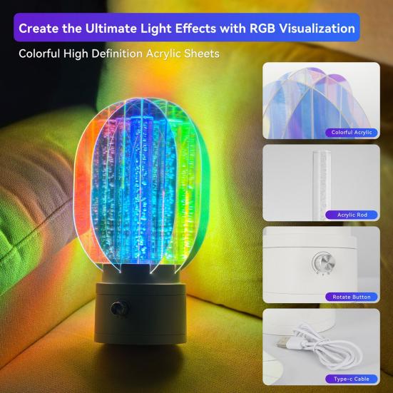 Aurora Night Light Stepless Dimmable 360-Degree Rotating RGB 7 Colors Rechargeable Aurora Light Projector Bedside Lamp
