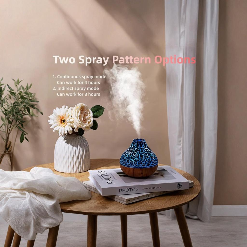 Volcano Humidifier USB Simulation Flame 7 Color Light for Bedroom