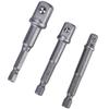 3Pcs Black Socket Adapter 1Celsius4  Hex Shank to 1Celsius4  3Celsius8  1Celsius2    Head Drill Bit Driver