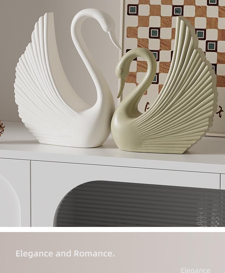 Elegant Cream Swan Ornament for Living Room TV & Wine Cabinet - Perfect Housewarming or Wedding Gift