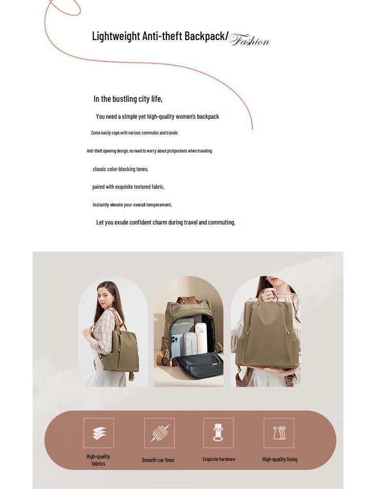 Women's Color Block Nylon Oxford Backpack - 2025 Fashion, Lightweight & Large Capacity for Travel & Commuting