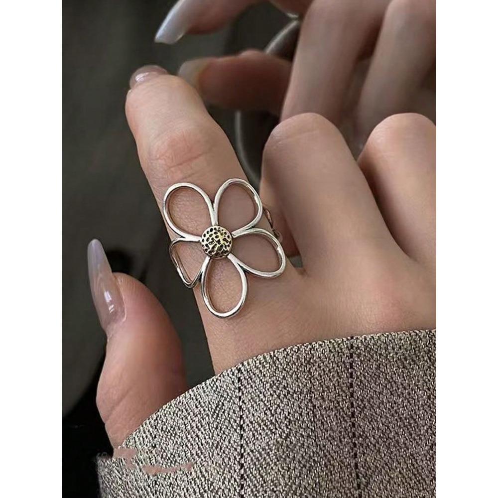 Rings For Women Couple Minimalist Handmade Simple Big Flower Ring Party Jewelry Gift Prevent Allergy