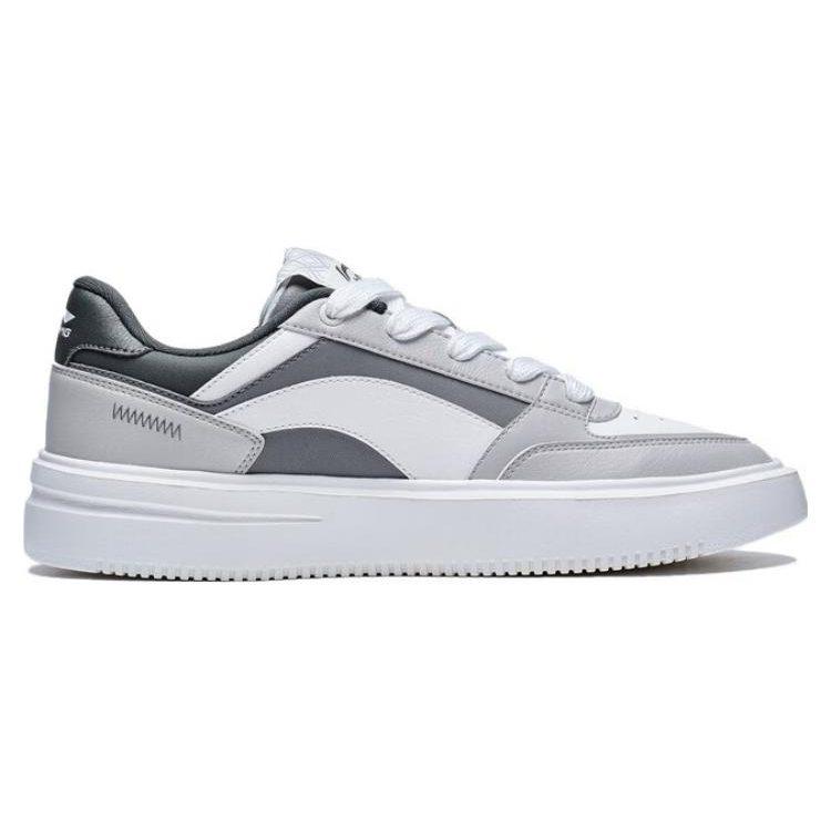 Li Ning Starlight Slip Resistant Abrasion Resistant Low Top Skateboard Shoes Men's Gray White AGCT139-1