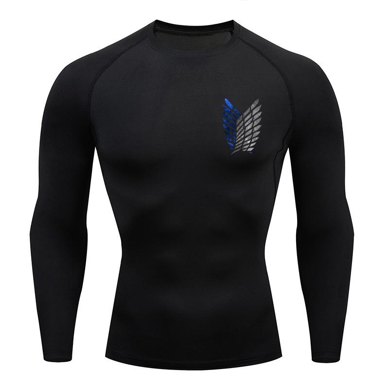 

Anime Attack Compression Tshirt Men Fitness Tight Long Sleeve Sport T shirt Training Jogging Shirts Gym Sportswear Quick Dry S