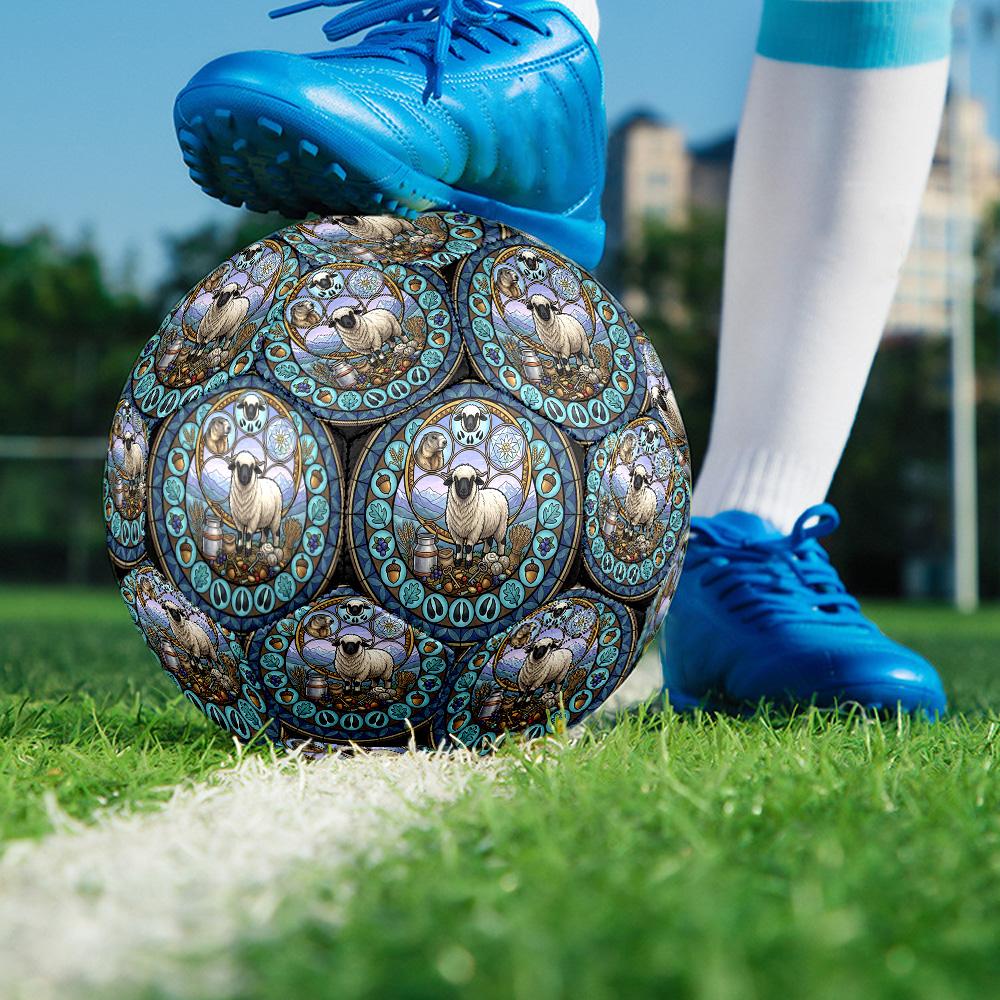 Sheep Nature Symbols Round Football Size 5 Adult Ball Suitable for Training Matches and Outdoor Team.
