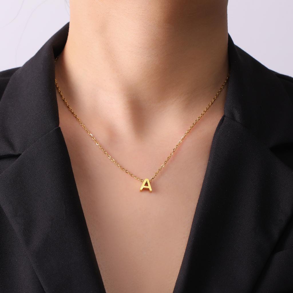 Cazador Stainless Steel A-Z Initial Letter Necklace for Women Alphabet Choker Chain Jewelry Birthday Gifts New Trend 2026