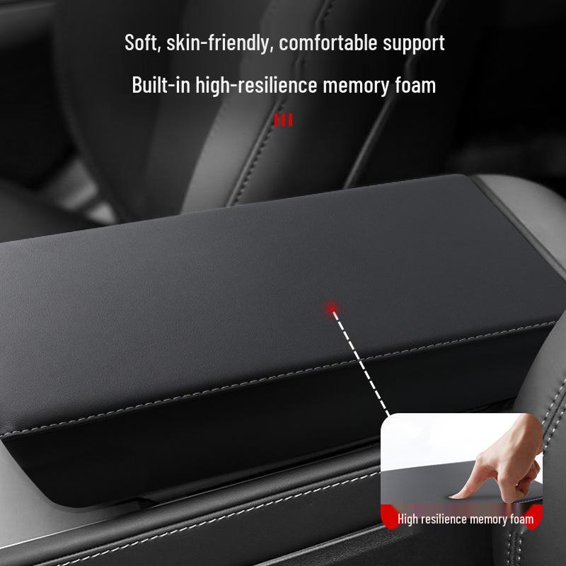 Tesla Model Y/3 Armrest Cover: Scratch-Resistant Original Leather Protective Cover.