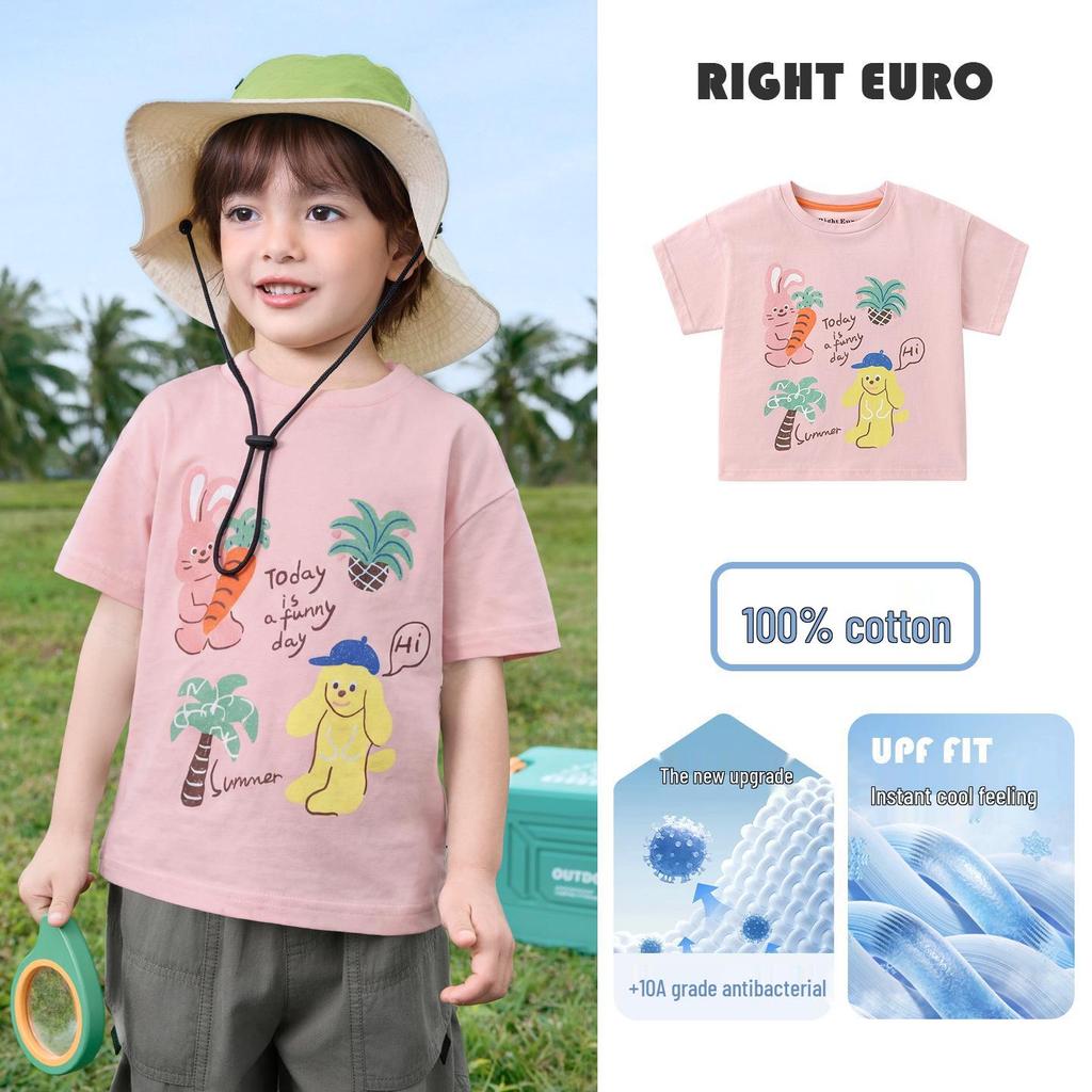 European Boys' Cool-Touch Cotton Short-Sleeve T-Shirt, Summer 2026 Collection for Toddler and Kids