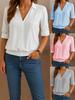 Bluză Casual cu Mânecă Lungă și Decolteu în V pentru Femei Toamnă Iarnă Culoare Solidă Cămăși și Bluze Largi Topuri Pulover Elegante pentru Doamne