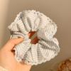 Large Korean-Style Blue Bow Lace Scrunchie Hair Accessory