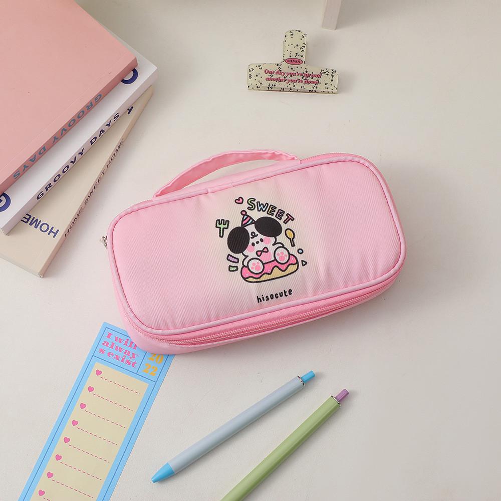 

Cartoon Pen Case Large Capacity Stationery Storage Bag Desktop Student Storage рожевий