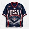 2026 American Fan Uniform Football Print Breathable V-neck Mesh Football T-shirt Is A Must-have for Fans