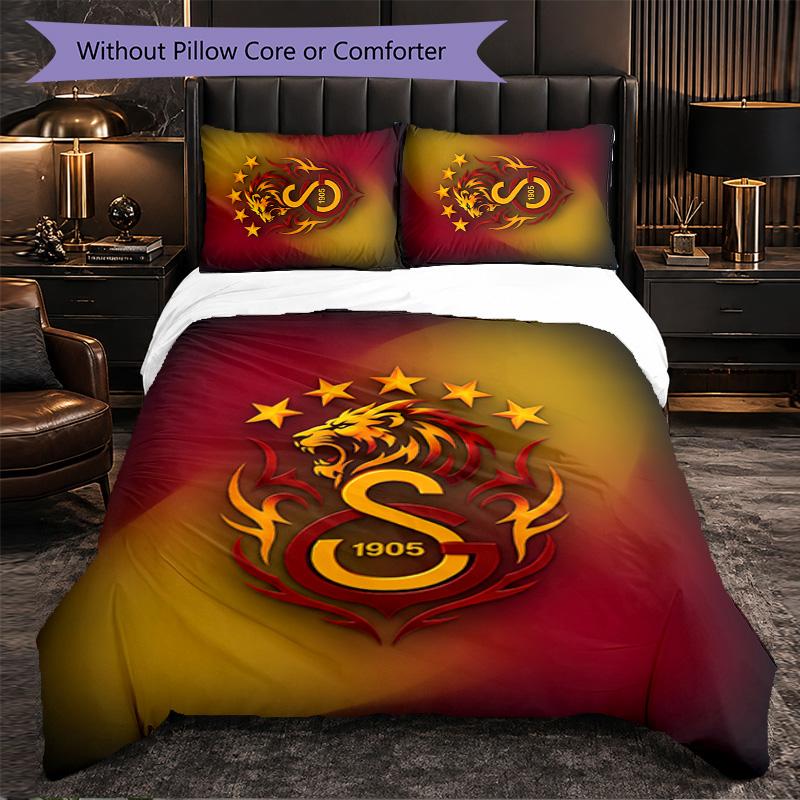 Galatasaray FC Themed Bedding 3Pcs Duvet Cover Set Decorative Bed Linen For Teen Room Home Decoration