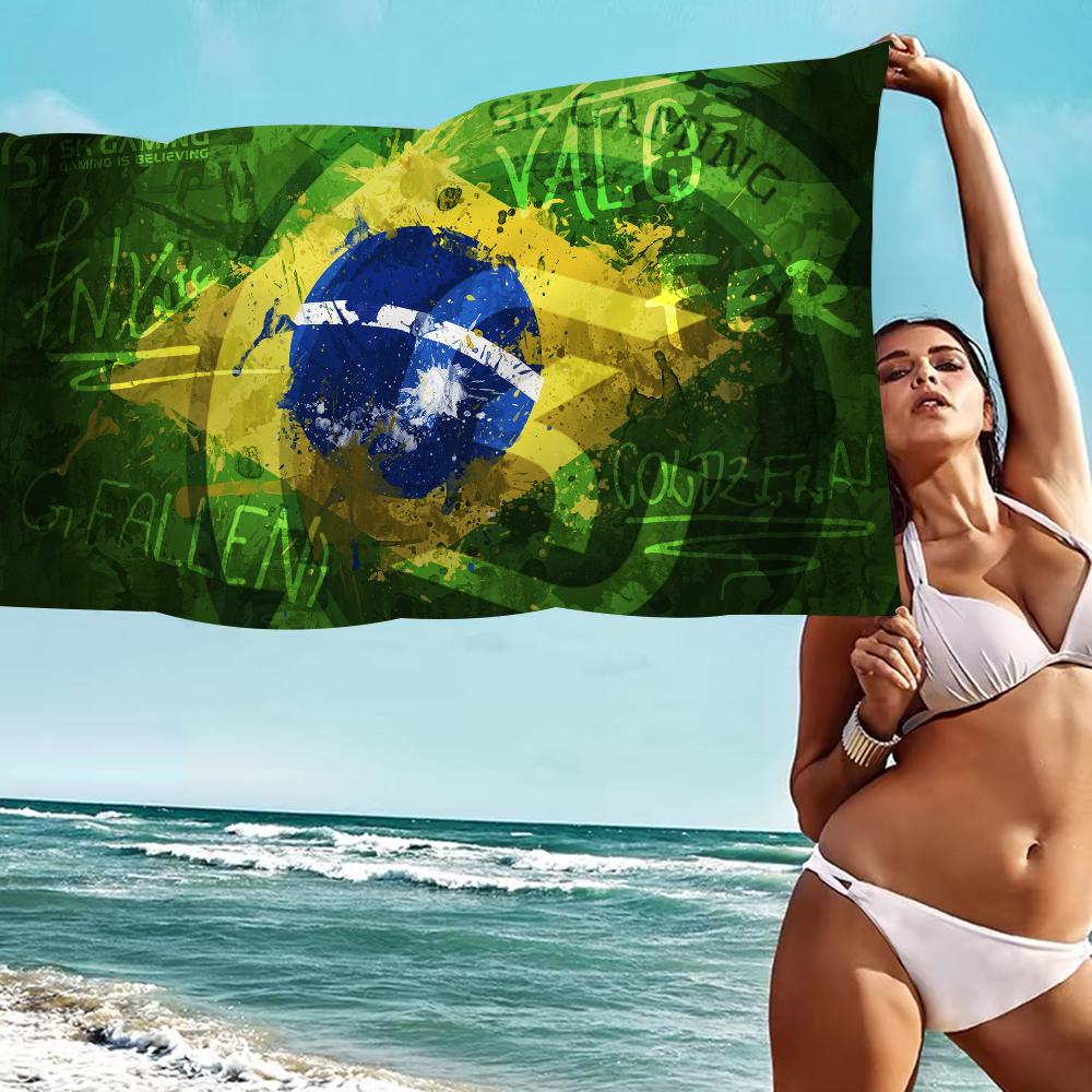 Brazil Brazilian Flag Big Microfiber Beach Towels Quick Dry Towel Sand Beach Towels Pool Towel For Travel Swim Pool Yoga