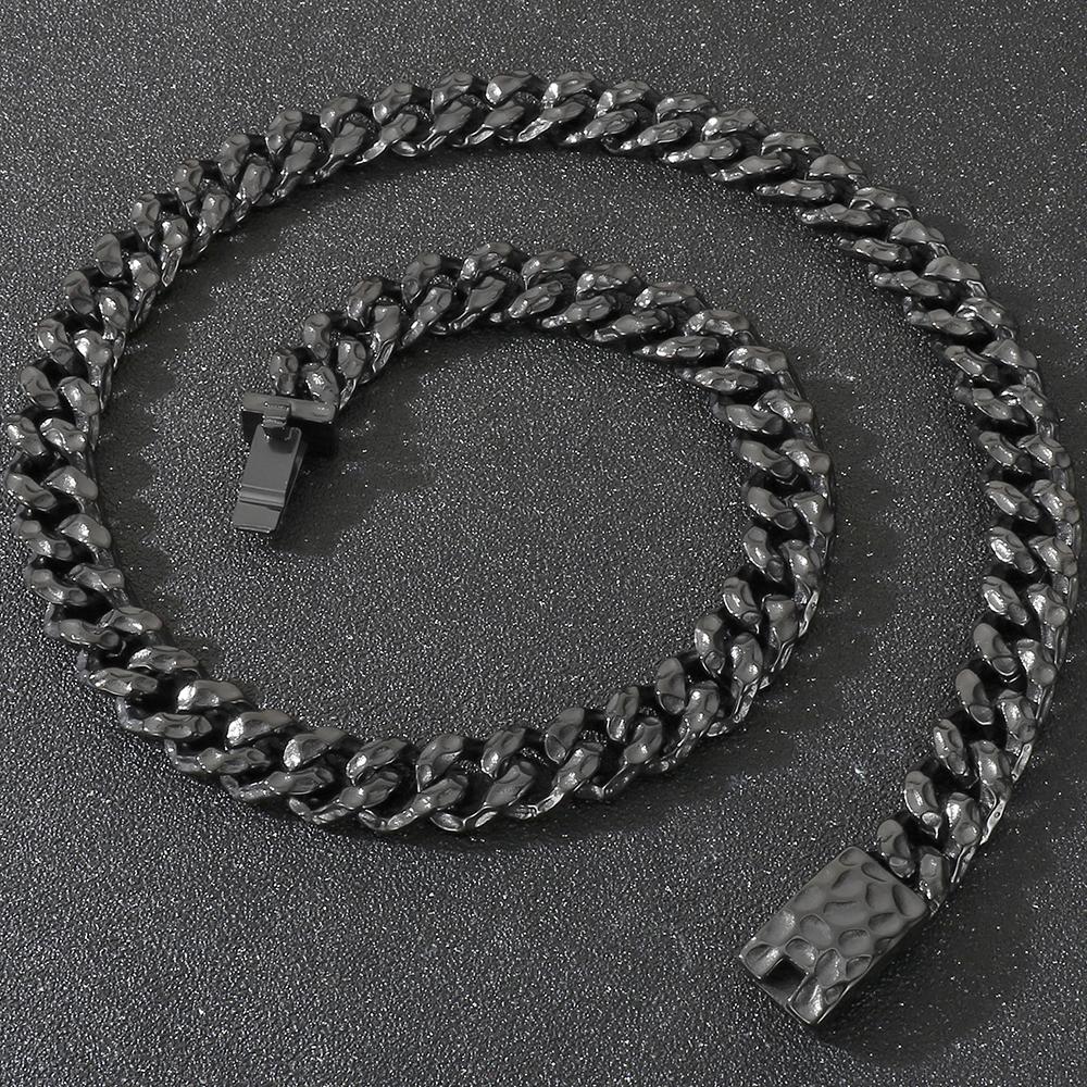 

60 см в длину и 13 мм в ширину, ожерелье-чокер, мужское, из цельной нержавеющей стали, кубинское звено цепи, ожерелья для мужчин, мужские ювелирные изделия, винтажные 60CM чёрный
