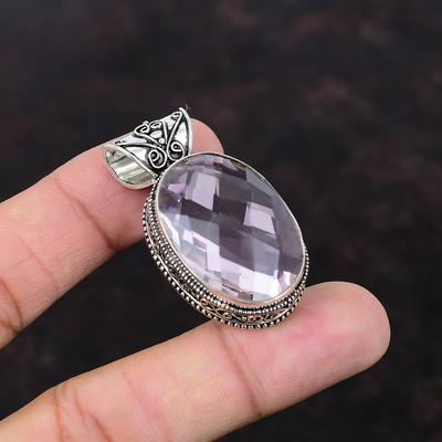 Faceted Pink Kunzite Pendant Natural Stone Jewelry 925 Sterling Silver Pendant Handmade Pendant Gemstone Vintage Pendant Gift For Engagement