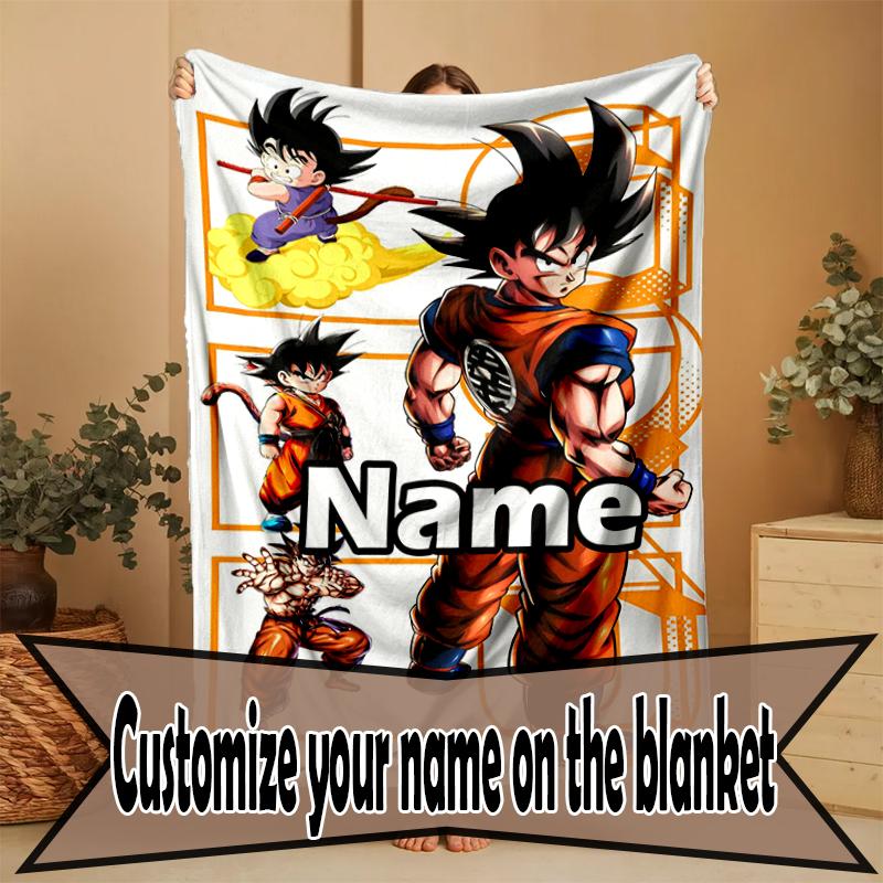 Manta Personalizada con Nombre y Estampado de Anime, Decoración del Hogar, Dormitorio, Sofá, Acampada, Sillón, Regalos para Cumpleaños Navidad
