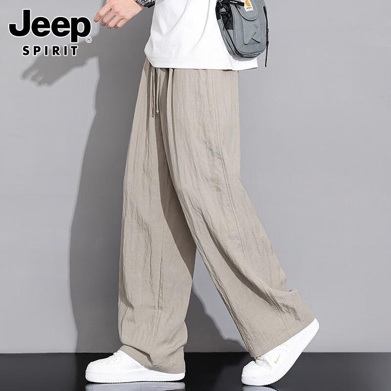

JEEP SPIRIT Men s Loose Linen Blend Quick-Dry Casual Pants L
